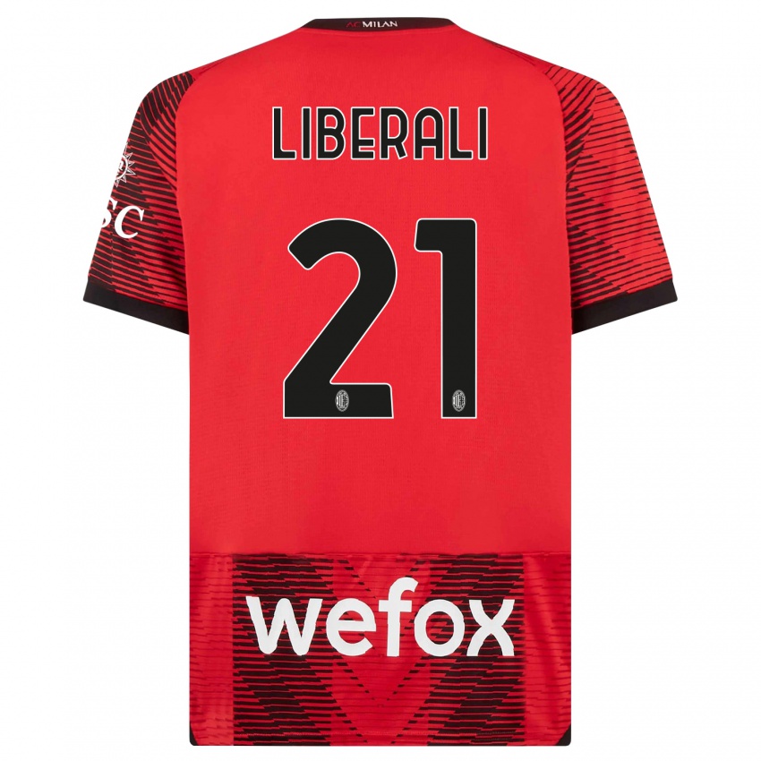 Hombre Camiseta Mattia Liberali #21 Negro Rojo 1ª Equipación 2023/24 La Camisa Perú