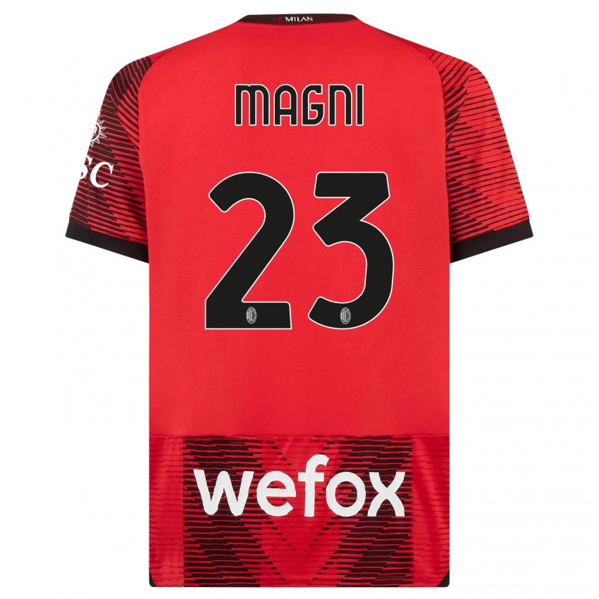 Hombre Camiseta Vittorio Magni #23 Negro Rojo 1ª Equipación 2023/24 La Camisa Perú