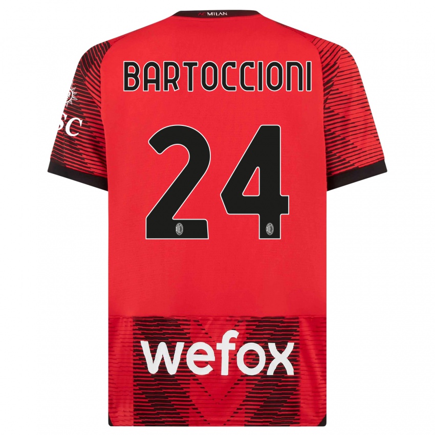 Hombre Camiseta Andrea Bartoccioni #24 Negro Rojo 1ª Equipación 2023/24 La Camisa Perú