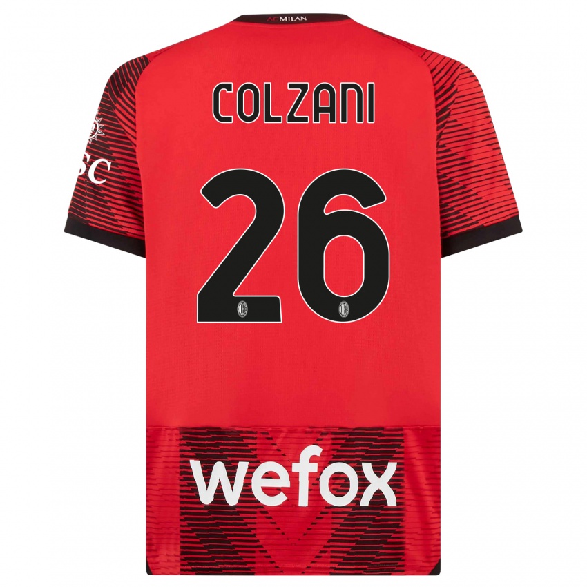 Hombre Camiseta Edoardo Colzani #26 Negro Rojo 1ª Equipación 2023/24 La Camisa Perú