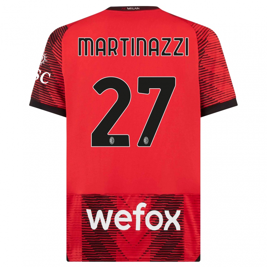 Hombre Camiseta Luca Martinazzi #27 Negro Rojo 1ª Equipación 2023/24 La Camisa Perú