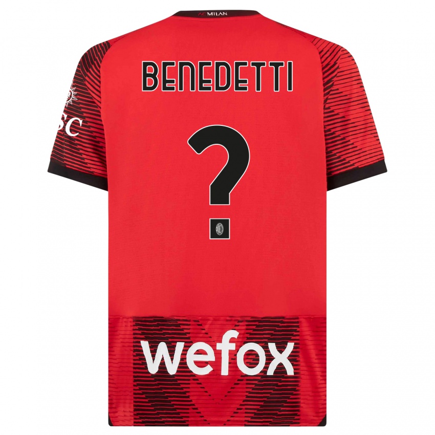 Hombre Camiseta Gioele Benedetti #0 Negro Rojo 1ª Equipación 2023/24 La Camisa Perú