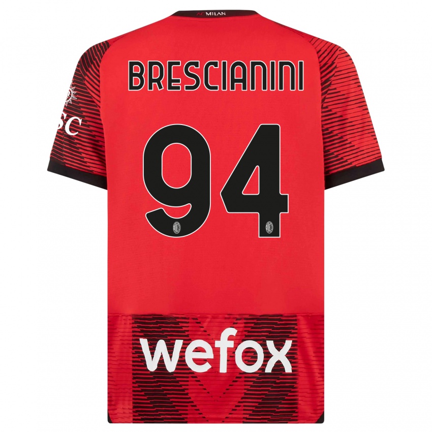 Hombre Camiseta Marco Brescianini #94 Negro Rojo 1ª Equipación 2023/24 La Camisa Perú