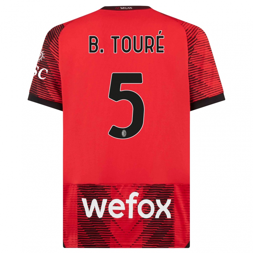 Hombre Camiseta Fode Ballo-Toure #5 Negro Rojo 1ª Equipación 2023/24 La Camisa Perú