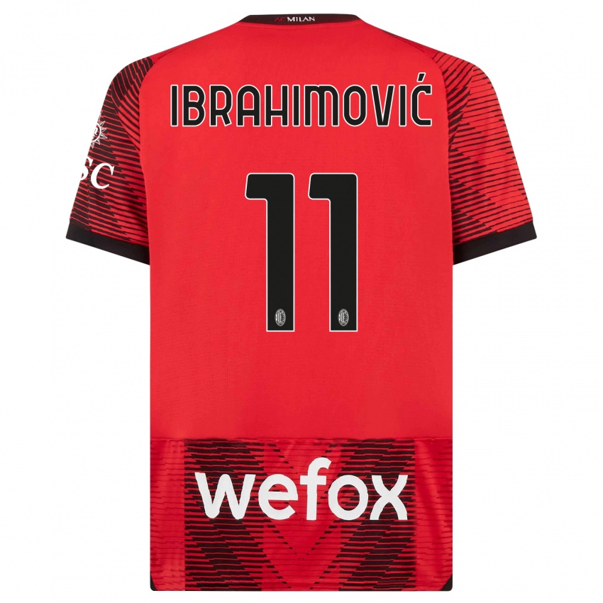 Hombre Camiseta Zlatan Ibrahimovic #11 Negro Rojo 1ª Equipación 2023/24 La Camisa Perú