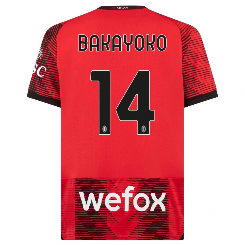 Hombre Camiseta Tiemoue Bakayoko #14 Negro Rojo 1ª Equipación 2023/24 La Camisa Perú