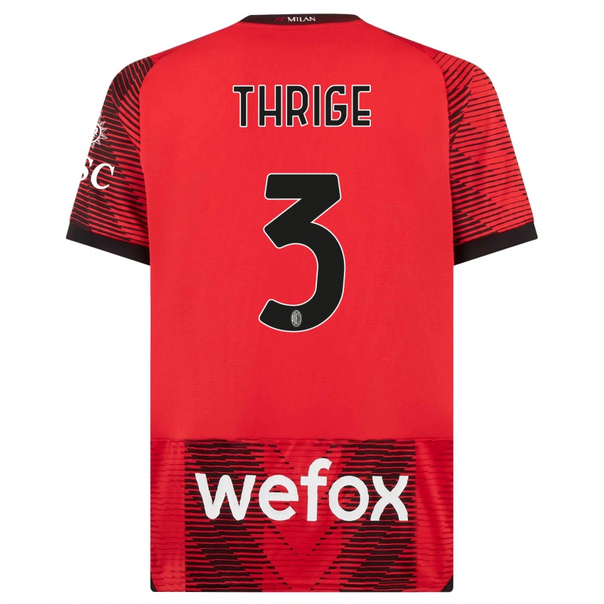 Hombre Camiseta Sara Thrige #3 Negro Rojo 1ª Equipación 2023/24 La Camisa Perú