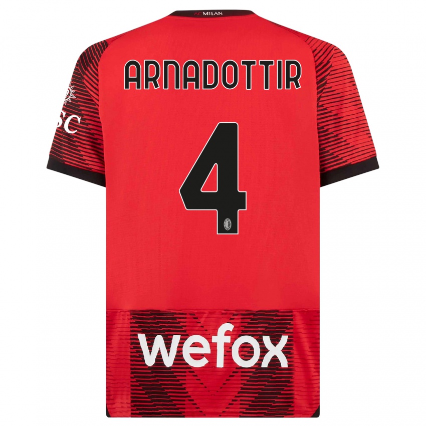 Hombre Camiseta Guony Arnadottir #4 Negro Rojo 1ª Equipación 2023/24 La Camisa Perú