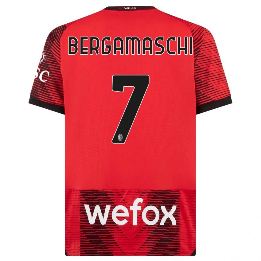 Hombre Camiseta Valentina Bergamaschi #7 Negro Rojo 1ª Equipación 2023/24 La Camisa Perú