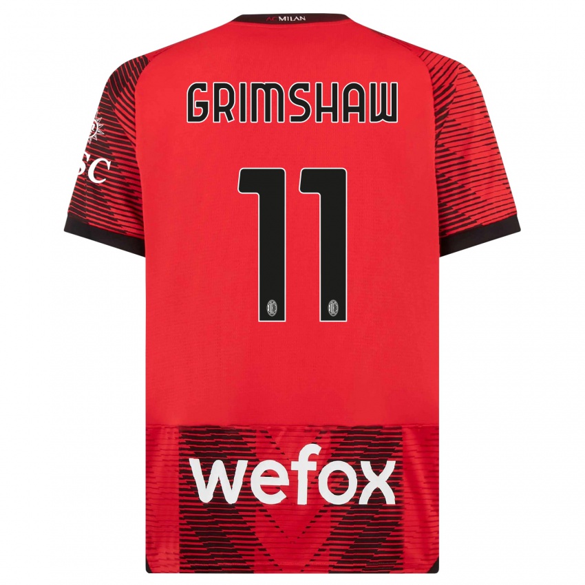 Hombre Camiseta Christy Grimshaw #11 Negro Rojo 1ª Equipación 2023/24 La Camisa Perú