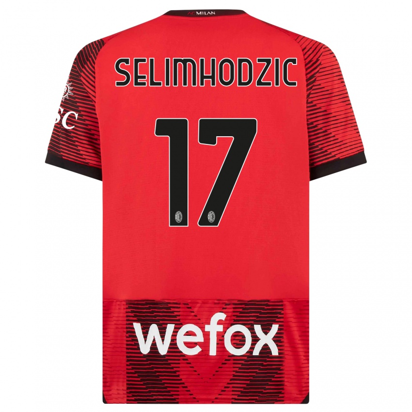 Hombre Camiseta Noa Selimhodzic #17 Negro Rojo 1ª Equipación 2023/24 La Camisa Perú