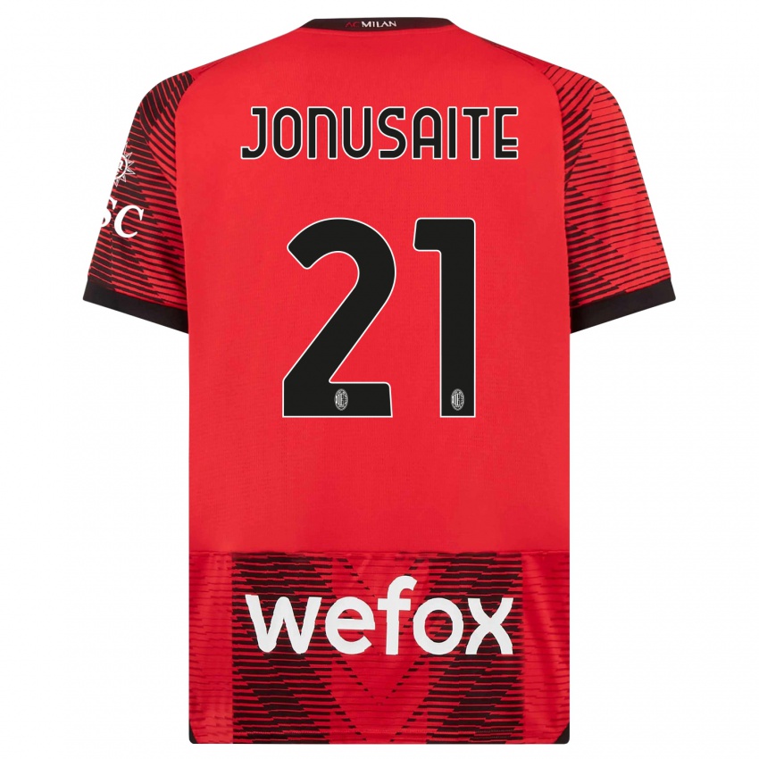 Hombre Camiseta Rimante Jonusaite #21 Negro Rojo 1ª Equipación 2023/24 La Camisa Perú