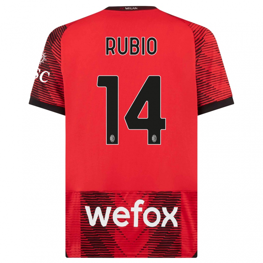 Hombre Camiseta Silvia Rubio #14 Negro Rojo 1ª Equipación 2023/24 La Camisa Perú