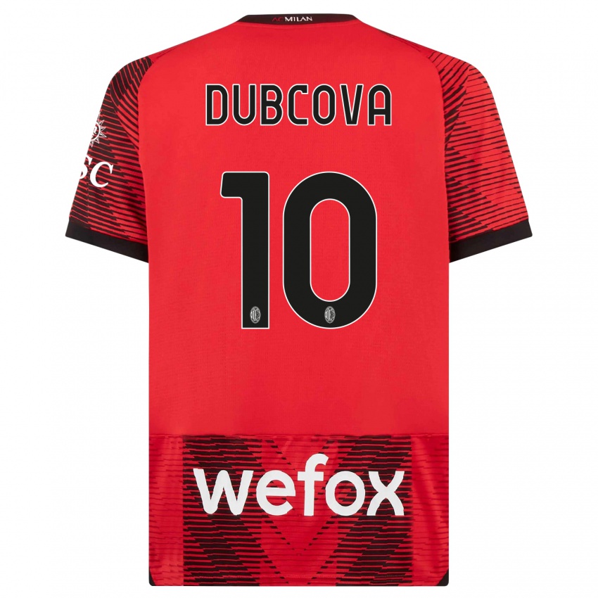 Hombre Camiseta Kamila Dubcova #10 Negro Rojo 1ª Equipación 2023/24 La Camisa Perú