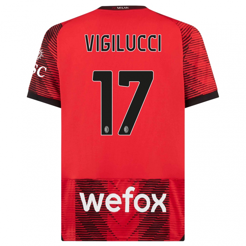 Hombre Camiseta Valery Vigilucci #17 Negro Rojo 1ª Equipación 2023/24 La Camisa Perú