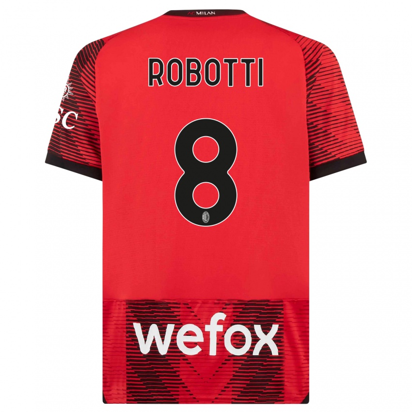 Hombre Camiseta Giovanni Robotti #8 Negro Rojo 1ª Equipación 2023/24 La Camisa Perú