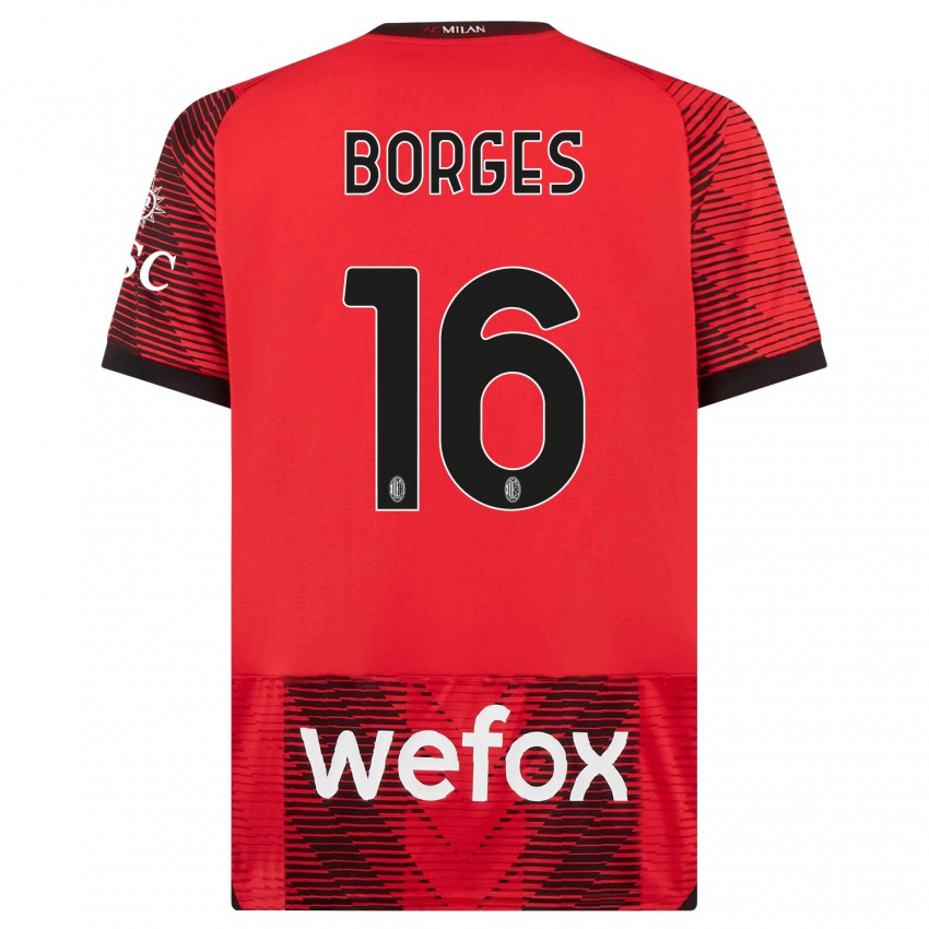 Hombre Camiseta Lenny Borges #16 Negro Rojo 1ª Equipación 2023/24 La Camisa Perú