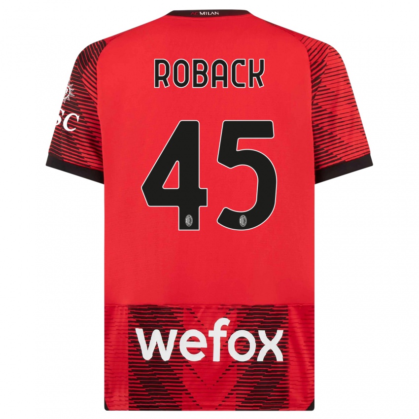 Hombre Camiseta Emil Roback #45 Negro Rojo 1ª Equipación 2023/24 La Camisa Perú