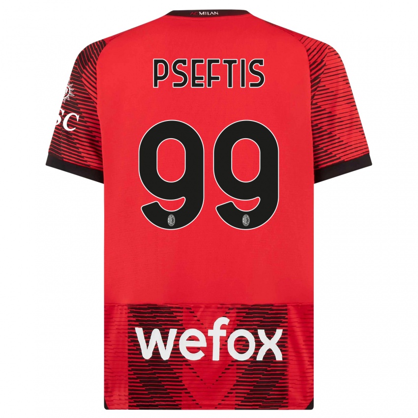 Hombre Camiseta Fotios Pseftis #99 Negro Rojo 1ª Equipación 2023/24 La Camisa Perú