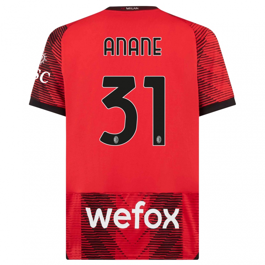 Hombre Camiseta Emmanuel Anane #31 Negro Rojo 1ª Equipación 2023/24 La Camisa Perú