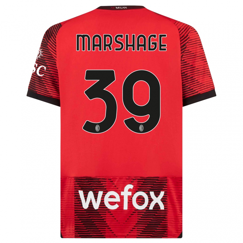 Hombre Camiseta Wilgot Marshage #39 Negro Rojo 1ª Equipación 2023/24 La Camisa Perú