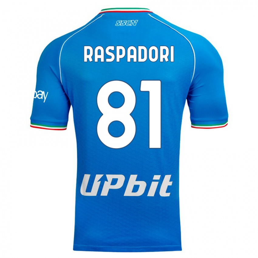 Hombre Camiseta Giacomo Raspadori #81 Cielo Azul 1ª Equipación 2023/24 La Camisa Perú