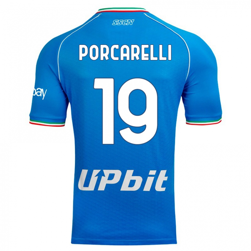 Hombre Camiseta Maddelena Porcarelli #19 Cielo Azul 1ª Equipación 2023/24 La Camisa Perú