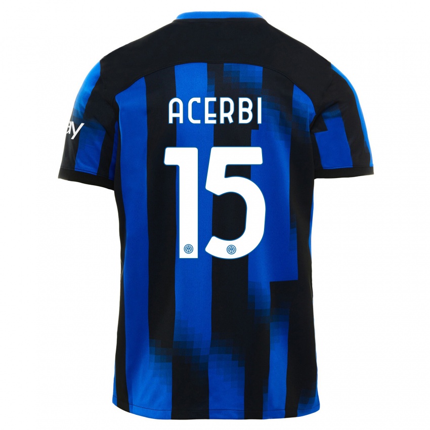 Hombre Camiseta Francesco Acerbi #15 Azul Negro 1ª Equipación 2023/24 La Camisa Perú