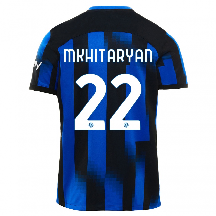 Hombre Camiseta Henrikh Mkhitaryan #22 Azul Negro 1ª Equipación 2023/24 La Camisa Perú