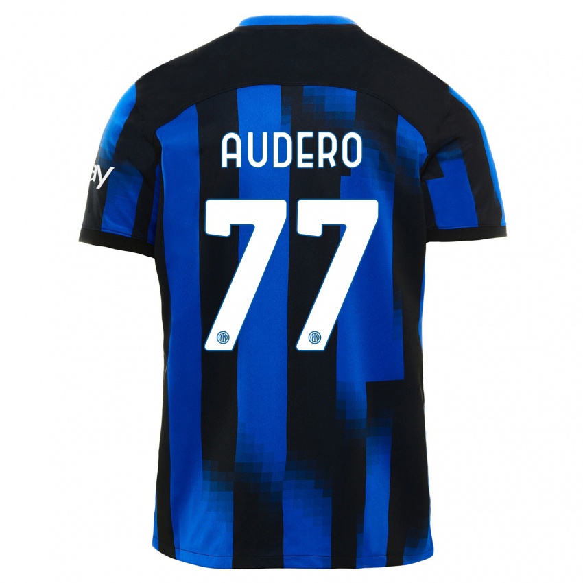 Hombre Camiseta Emil Audero #77 Azul Negro 1ª Equipación 2023/24 La Camisa Perú