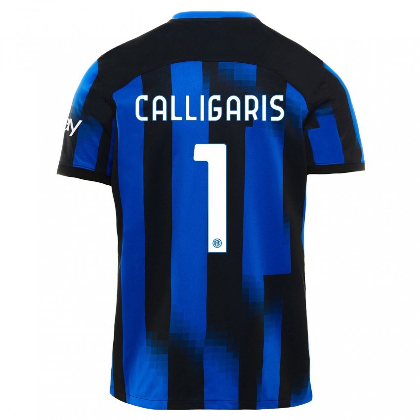 Hombre Camiseta Alessandro Calligaris #1 Azul Negro 1ª Equipación 2023/24 La Camisa Perú