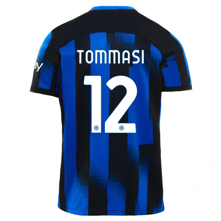 Hombre Camiseta Francesco Tommasi #12 Azul Negro 1ª Equipación 2023/24 La Camisa Perú