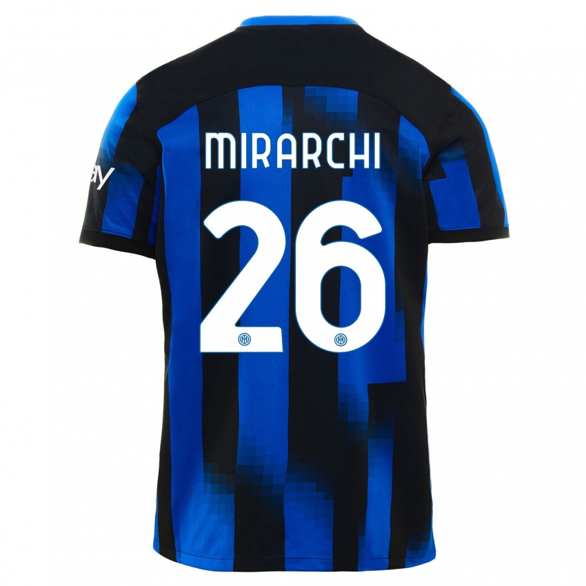 Hombre Camiseta Mattia Mirarchi #26 Azul Negro 1ª Equipación 2023/24 La Camisa Perú