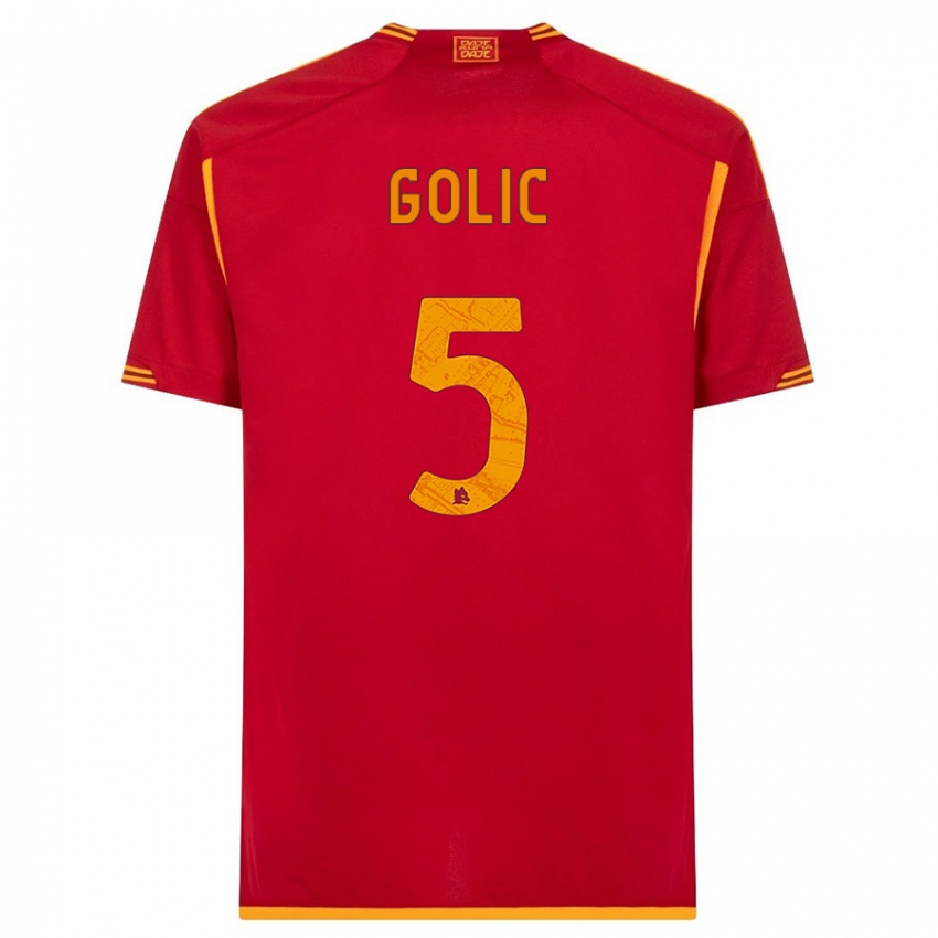 Hombre Camiseta Lovro Golic #5 Rojo 1ª Equipación 2023/24 La Camisa Perú