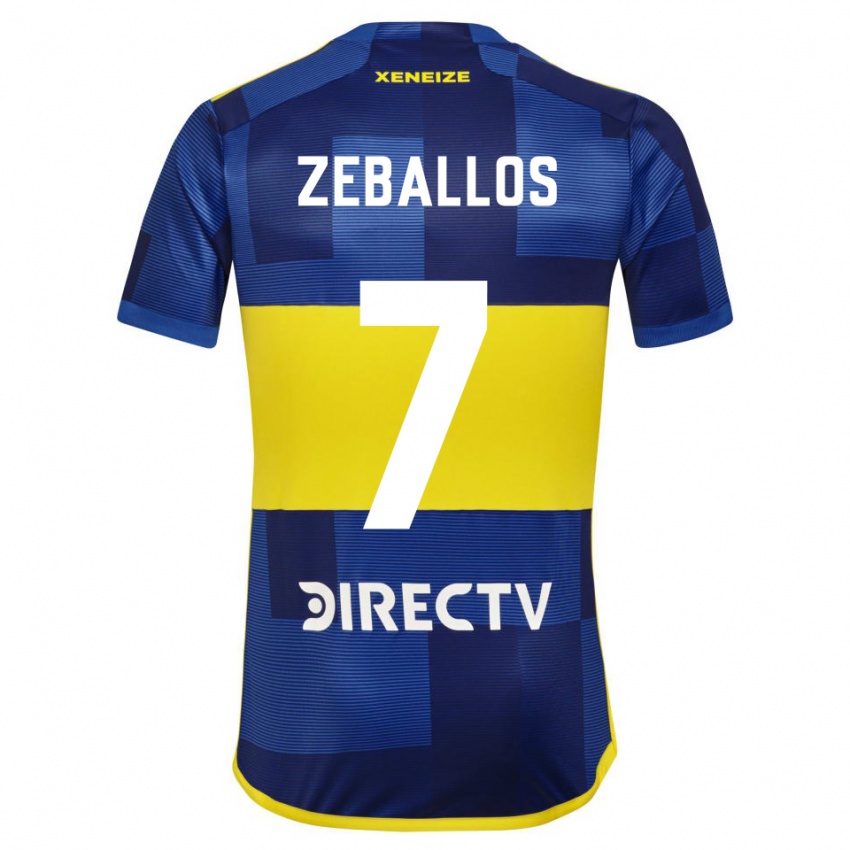Hombre Camiseta Exequiel Zeballos #7 Azul Oscuro Amarillo 1ª Equipación 2023/24 La Camisa Perú