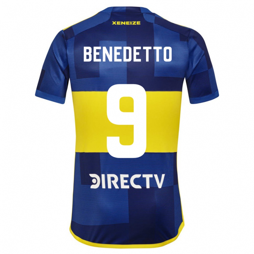 Hombre Camiseta Dario Benedetto #9 Azul Oscuro Amarillo 1ª Equipación 2023/24 La Camisa Perú