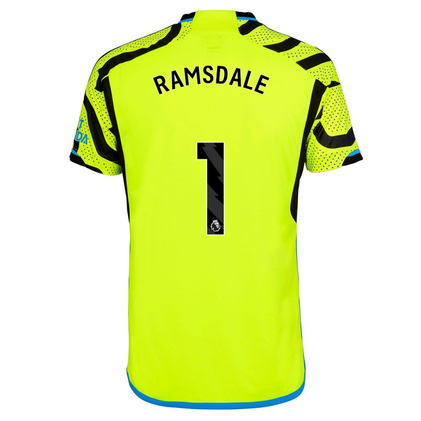 Hombre Camiseta Aaron Ramsdale #1 Amarillo 2ª Equipación 2023/24 La Camisa Perú