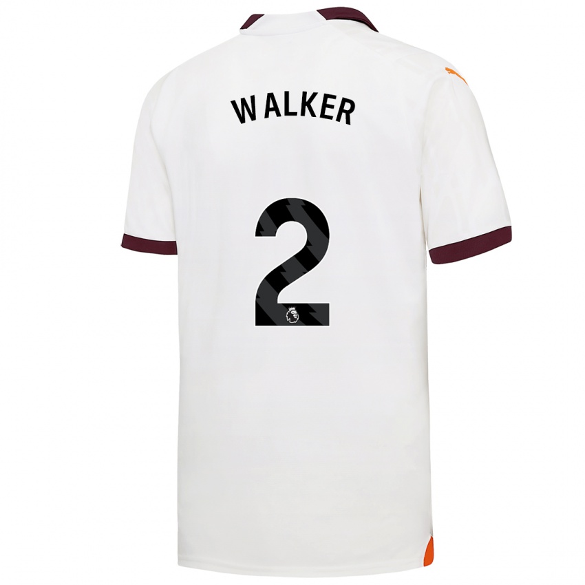 Hombre Camiseta Kyle Walker #2 Blanco 2ª Equipación 2023/24 La Camisa Perú