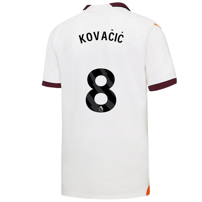 Hombre Camiseta Mateo Kovacic #8 Blanco 2ª Equipación 2023/24 La Camisa Perú