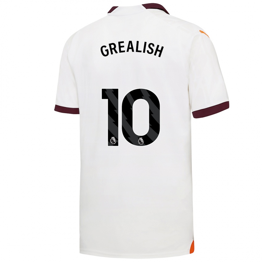 Hombre Camiseta Jack Grealish #10 Blanco 2ª Equipación 2023/24 La Camisa Perú