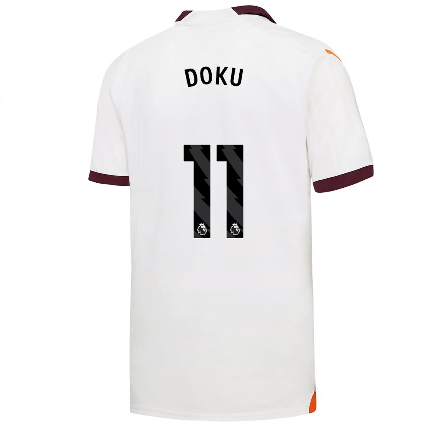 Hombre Camiseta Jeremy Doku #11 Blanco 2ª Equipación 2023/24 La Camisa Perú