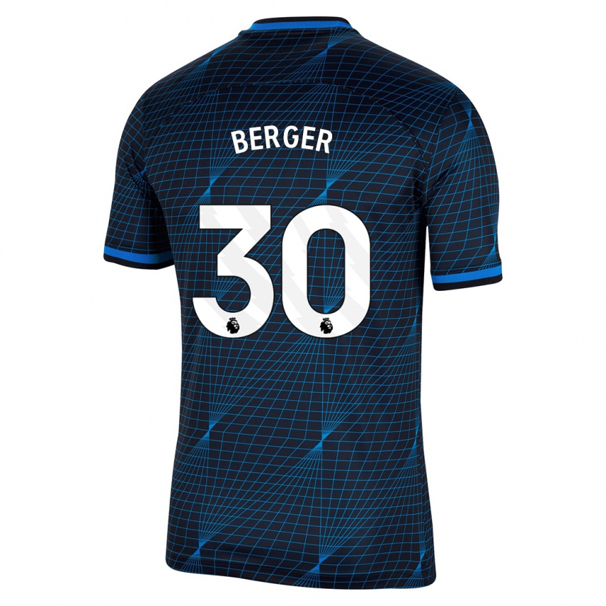 Hombre Camiseta Ann-Katrin Berger #30 Azul Oscuro 2ª Equipación 2023/24 La Camisa Perú