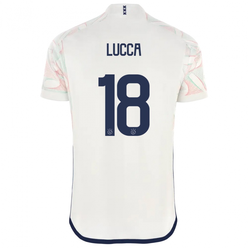 Hombre Camiseta Lorenzo Lucca #18 Blanco 2ª Equipación 2023/24 La Camisa Perú