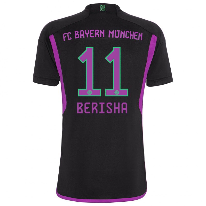 Hombre Camiseta Dion Berisha #11 Negro 2ª Equipación 2023/24 La Camisa Perú