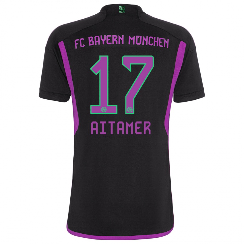 Hombre Camiseta Younes Aitamer #17 Negro 2ª Equipación 2023/24 La Camisa Perú