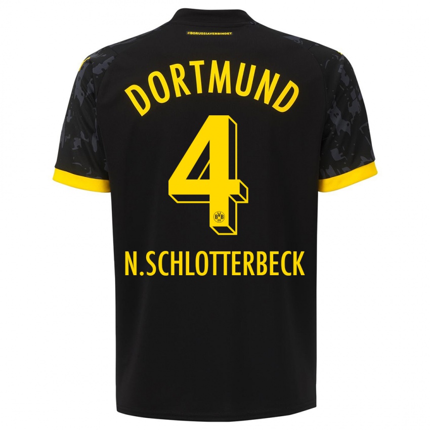 Hombre Camiseta Nico Schlotterbeck #4 Negro 2ª Equipación 2023/24 La Camisa Perú