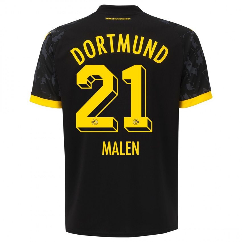 Hombre Camiseta Donyell Malen #21 Negro 2ª Equipación 2023/24 La Camisa Perú