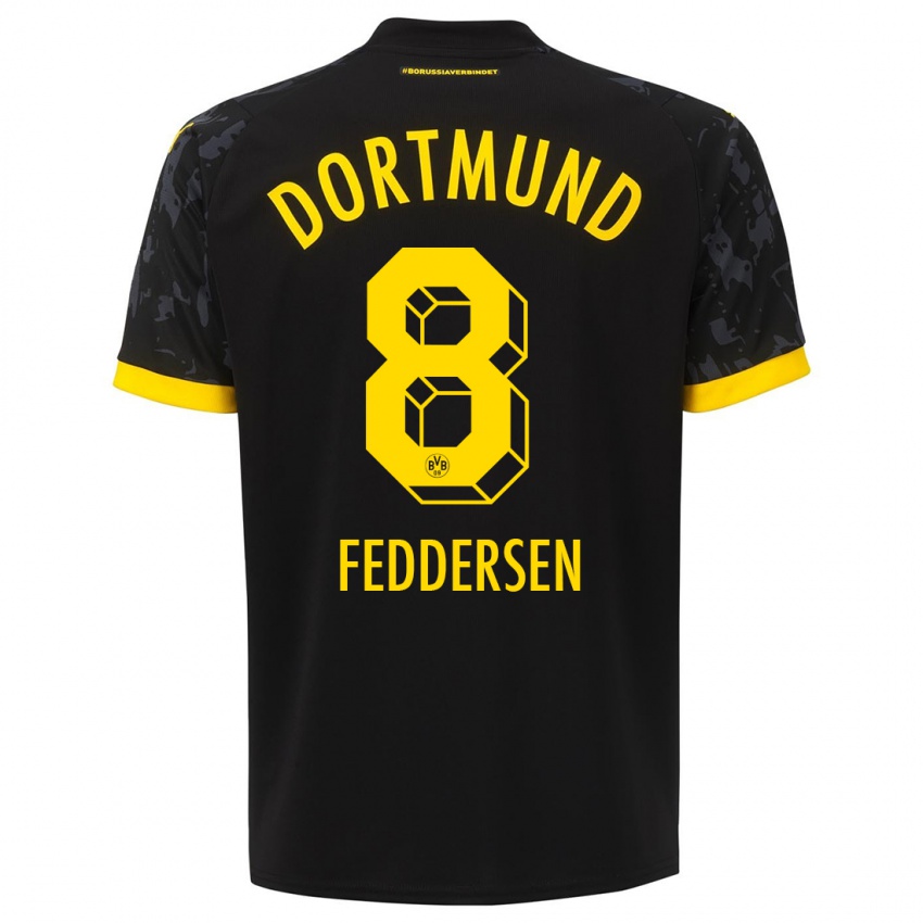 Hombre Camiseta Jonas Feddersen #8 Negro 2ª Equipación 2023/24 La Camisa Perú