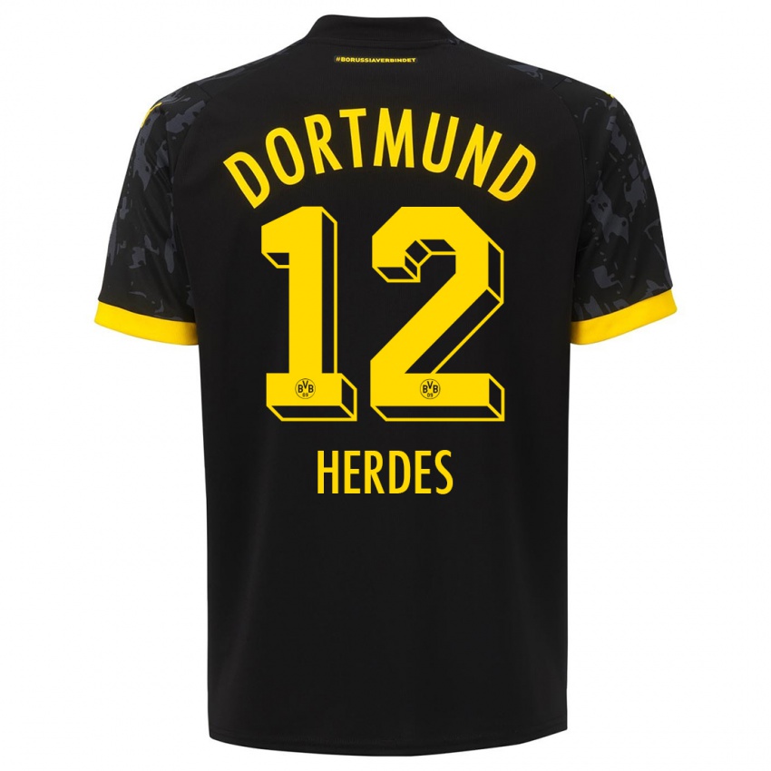 Hombre Camiseta Leon Herdes #12 Negro 2ª Equipación 2023/24 La Camisa Perú