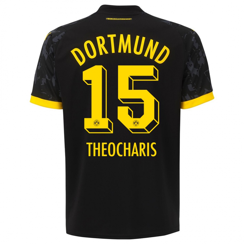 Hombre Camiseta Elefterios Theocharis #15 Negro 2ª Equipación 2023/24 La Camisa Perú